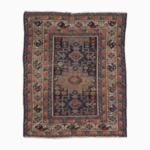 Geometric Shirvan Rug in Dark Blue with a Central Medallion and Border