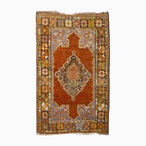 Turkish Floral Rug in Rust Red with Border and Medallion