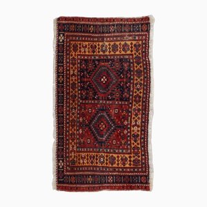 Geometric Koliai Rug in Dark Red with Border and Pattern