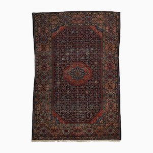 Floral Malayer Rug in Dark Blue with Border and Medallion