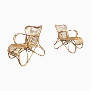 Vintage Bamboo Lounge Chairs, Set of 2, 1960s