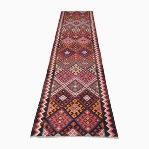 Tapis de Couloir Ikat Oushak Fait Main en Laine, Turquie