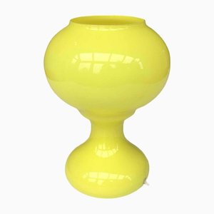 Lámpara de mesa de vidrio amarillo, años 70