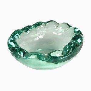 Mid-Century Italian Sommerso Murano Crystal Green Glass Decorative Bowl, 1960s