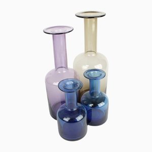 Vases Vintage en Verre par Per Lütken pour Holmegaard, Set de 4