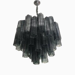 Lámpara de araña "Tronchi" de cristal de Murano gris de Murano