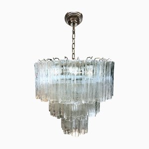 Lámpara de araña "Tronchi" de cristal de Murano transparente