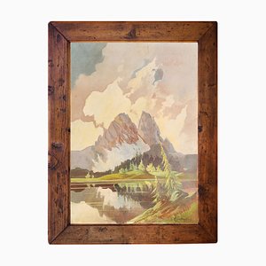 H. Seltenhorn, Tre Cime di Lavaredo, 1940s, Oil on Cardboard, Framed