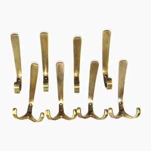 Solid Brass Hooks in the Style of Carl Auböck, 1950s, Set of 8