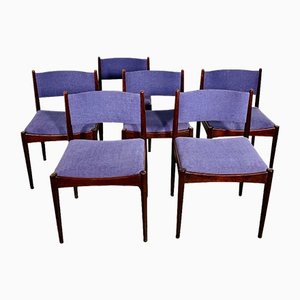 Wooden and Fabric Dining Chairs, 1960s, Set of 6