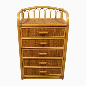Chest of Drawers in Rattan and Wicker, 1980s
