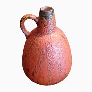 Keramikvase in Orange Kürbisglasur, 1960er