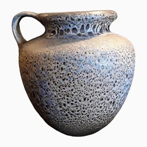 German Bulbous Fat Lava Style Ceramic 606-24 Vase, 1970s