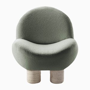 Boucle Celadon Travertino Hygge Lounge Chair by Saccal Design House for Collector