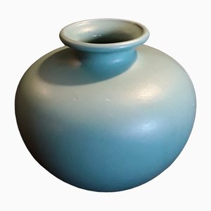 German Bulbous Ceramic Vase in Turquoise Glaze from Carstens Tönnieshof, 1950s