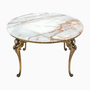 French Coffee Table in Brass with Onyx Top, 1890s