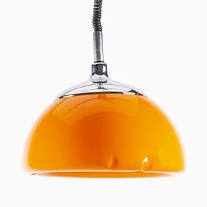 Space Age Orange and Chrome Pendant Lamp