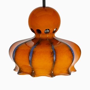 Orange and Blue Ceramic Octopus Pendant Lamp