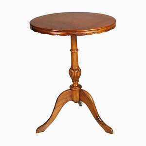 Neoclassical Hand Carved Blond Walnut Oval Side Table, 1920s