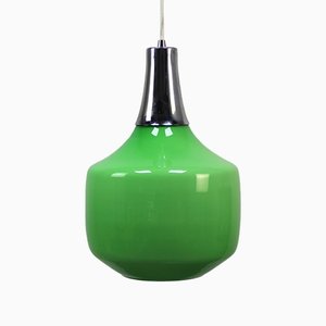 Lampada vintage in vetro opalino verde