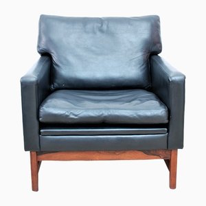Danish Mid-Century Leather and Rosewood Armchair, 1960s