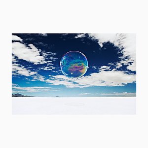 Andy Ryan, Large Round Bubble Floating Above Salt Flats, Photograph