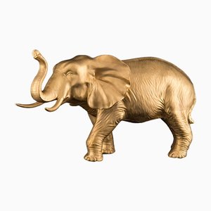 Italian African Ceramic Mother Elephant Opaque Gold Sculpture by VG Design and Laboratory Department