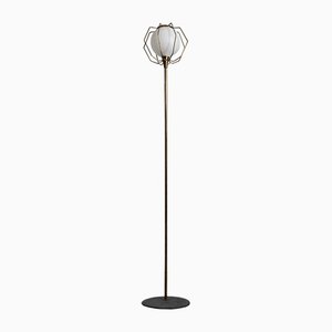 Brass and Glass Floor Lamp, 1950s