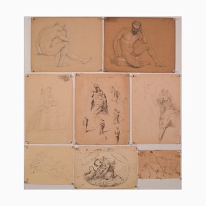 Schizzi, XIX secolo, Matita su carta, set di 8