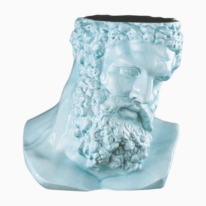 Italian Purist Blue Ceramic Hercules Bust by Marco Segantin for VGnewtrend
