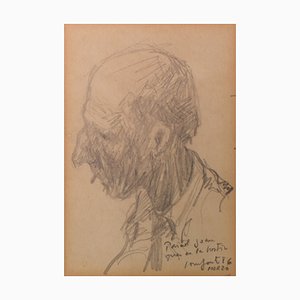 Bleistiftskizze eines Mannes, 1920er, Bleistift auf Papier