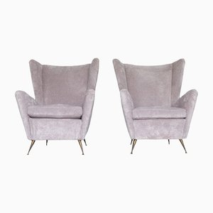 Lounge Chairs in Bouclè Fabric, 1950s, Set of 2
