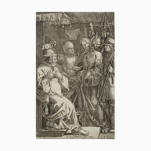 Después de Durero, D. Stampelius, Christus vor Kaiphas, década de 1580, Cobre sobre papel