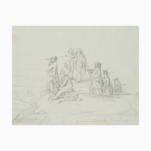 I. Ritschel, Mountain Traveler at Sunrise, 1820, Pencil
