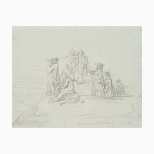 I. Ritschel, Mountain Traveller at Sunrise, 1820, Pencil