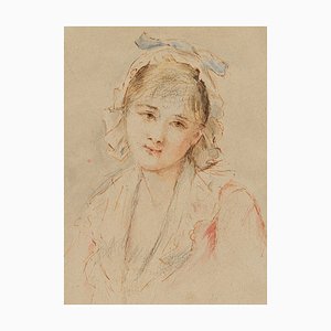 Retrato de una dama con gorro, 1820, Grafito en papel