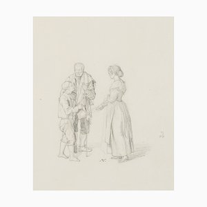 M. Neher, Beggar with Child, 1829, Pencil