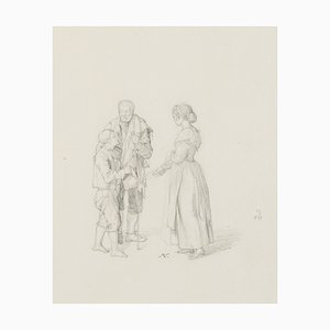 M. Neher, Mendigo con niño, 1829, Lápiz