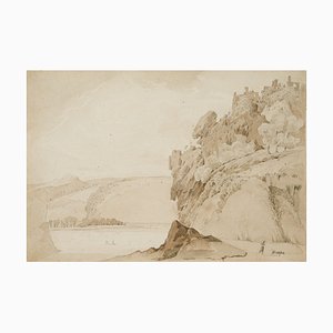 Paysage Rocheux Fantaisiste sur la Rive, 1830, Papier