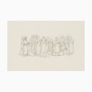 M. Neher, Italian Group of People with Till, 1830, Pencil