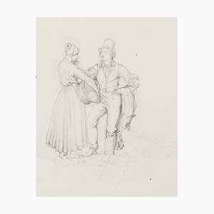 M. Neher, Homme et Femme dans la Conversation, 1830, Crayon