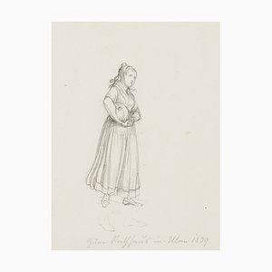 M. Neher, Figure Study on the Town Hall in Ulm, 1839, Pencil