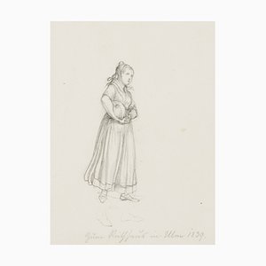 M. Neher, Studio di figura sul municipio di Ulm, 1839, Pencil