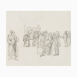 M. Neher, Italian Market Scene, 1840, Pencil