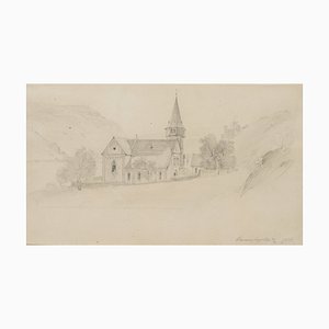 Chapelle Clemens près de Trechtingshausen, 1855, Crayon
