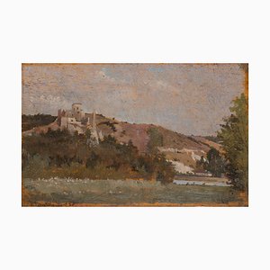 G. Meunier, View of Chteau Gaillard near Les Andelys, 1887, Oil on Wood