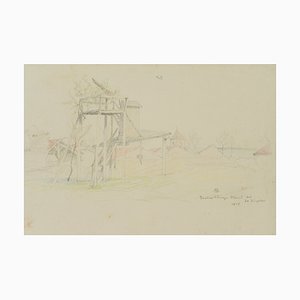 H. Christianen, Observation Post Near a Town, 1917, Pencil