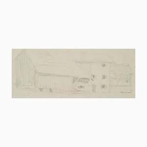 H. Christiansen, Bauernhaus mit Scheune bei Murnau, 1920, Bleistift