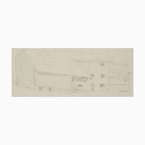 H. Christiansen, Fattoria con fienile vicino a Murnau, 1920, Pencil