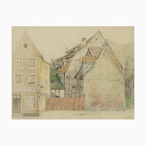 H. Christiansen, Half -Timbered House in Darmstadt, 1920, Pencil